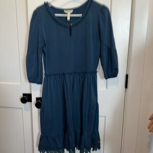 Matilda Jane blue cotton jersey hold the key dress Scalloped Lace Crochet Trim S